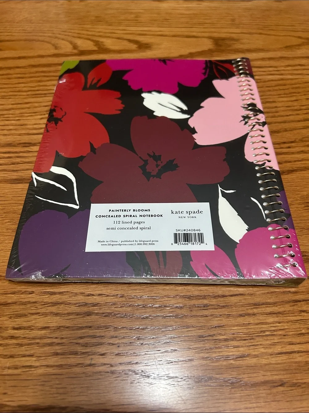 Kate Spade New York Painterly Blooms Spiral Notebook in Pink, Purple & Green NIP